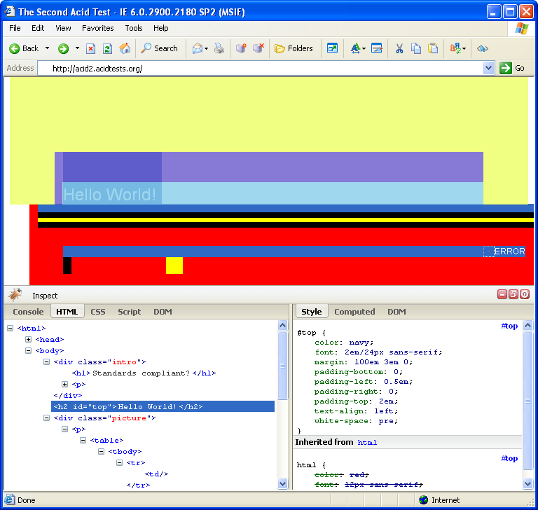 Internet Explorer 6.0 (6.00.2900.2180) in Windows XP