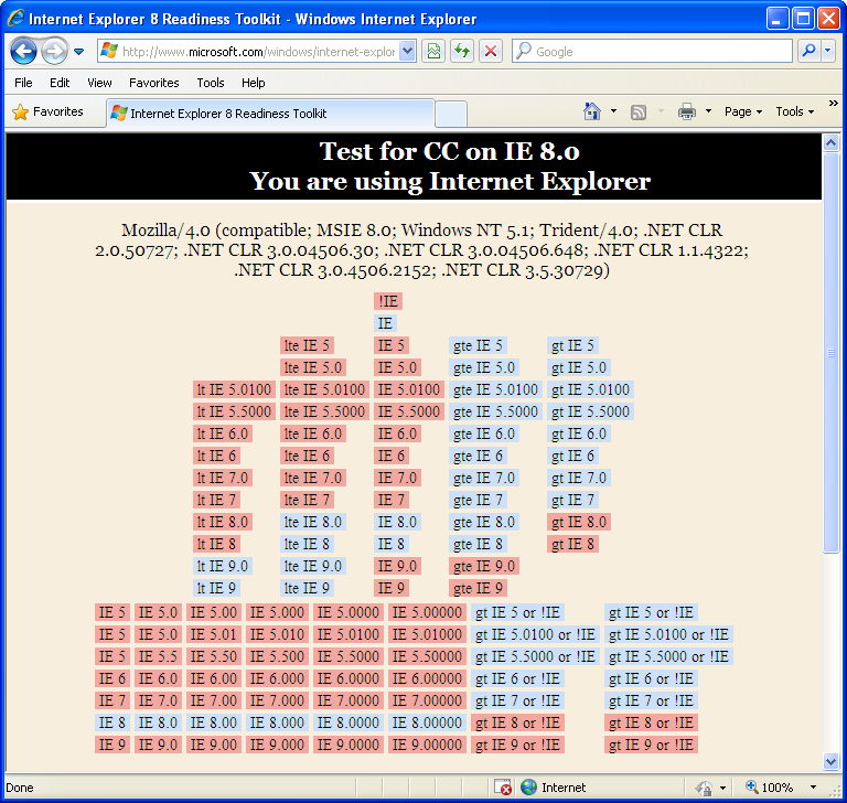 Internet explorer older version 8