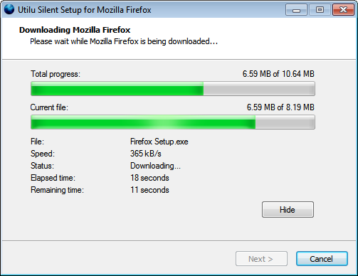 Utilu Silent Setup for Mozilla Firefox Downloading